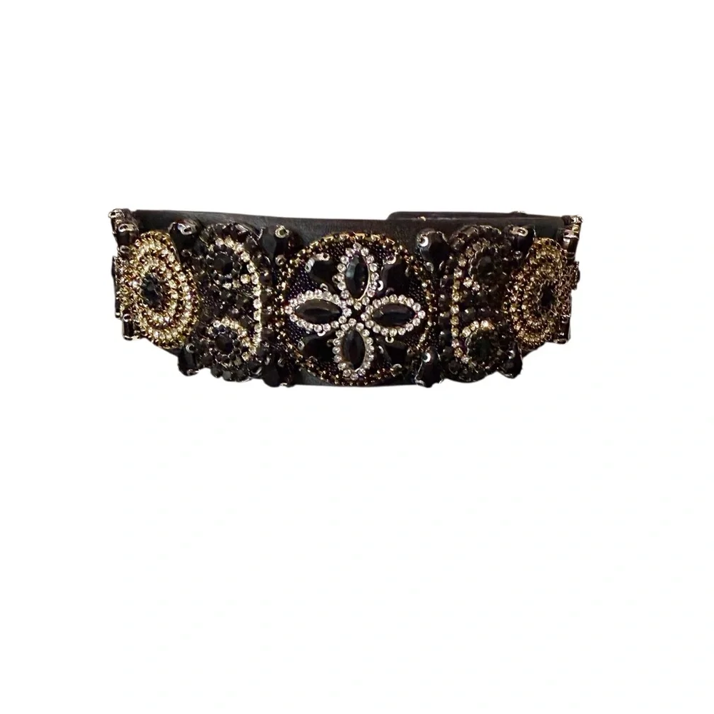 Elegant Black and Gold Bling Rhinestone Beaded Rmbellished Headband